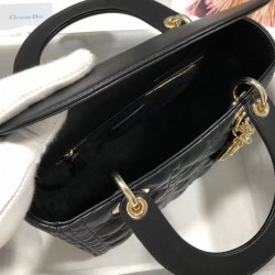 Dior Medium Lady Dior Bag In Black Cannage Lambskin