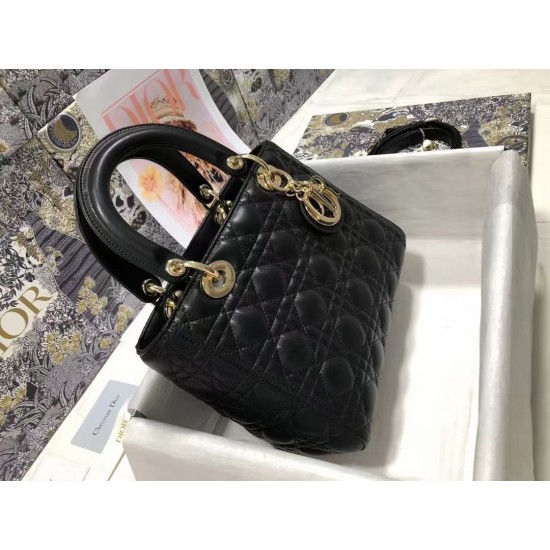 Dior Medium Lady Dior Bag In Black Cannage Lambskin