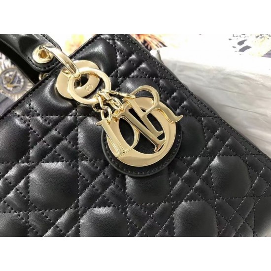 Dior Medium Lady Dior Bag In Black Cannage Lambskin