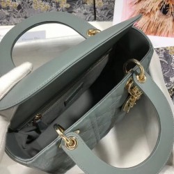 Dior Medium Lady Dior Bag In Grey Cannage Lambskin