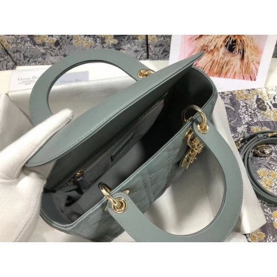 Dior Medium Lady Dior Bag In Grey Cannage Lambskin