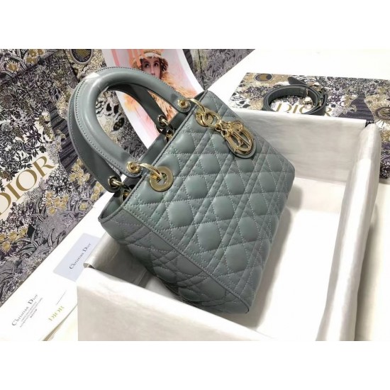 Dior Medium Lady Dior Bag In Grey Cannage Lambskin