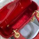 Dior Red Patent Mini Lady Dior Bag With Chain