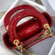 Dior Red Patent Mini Lady Dior Bag With Chain