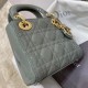 Dior Mini Lady Dior Bag In Grey Patent Calfskin