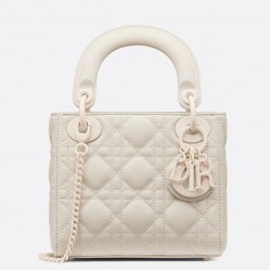 Dior Mini Lady Dior Bag In White Ultramatte Calfskin