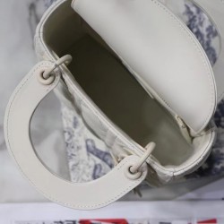 Dior Mini Lady Dior Bag In White Ultramatte Calfskin