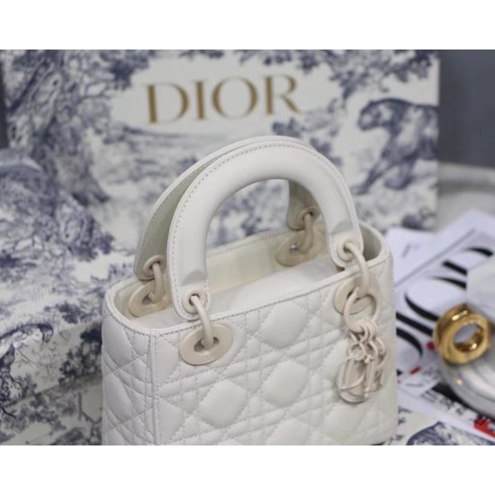 Dior Mini Lady Dior Bag In White Ultramatte Calfskin