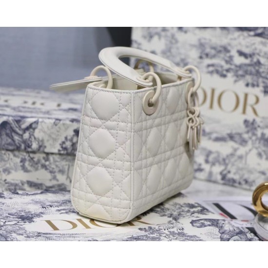 Dior Mini Lady Dior Bag In White Ultramatte Calfskin