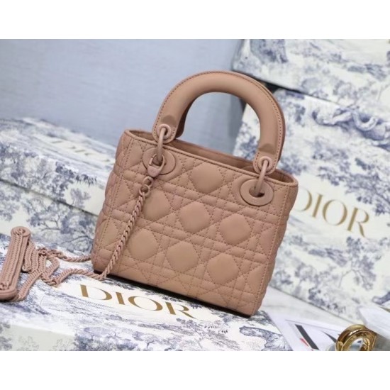 Dior Mini Lady Dior Bag In Blush Ultramatte Calfskin