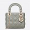 Dior Mini Lady Dior Bag In Grey Cannage Lambskin