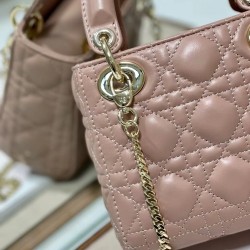 Dior Mini Lady Dior Bag In Blush Cannage Lambskin