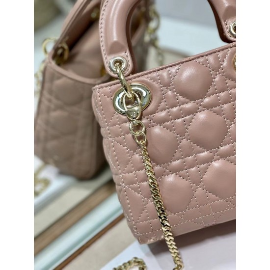 Dior Mini Lady Dior Bag In Blush Cannage Lambskin