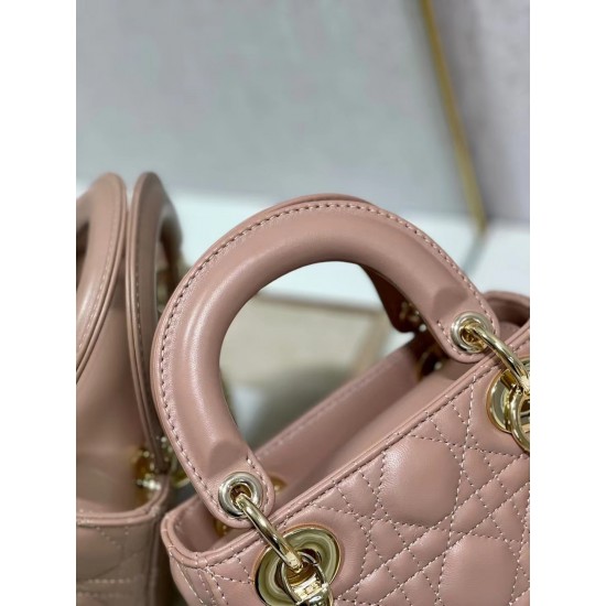 Dior Mini Lady Dior Bag In Blush Cannage Lambskin