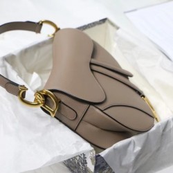 Dior Saddle Bag In Warm Taupe Grained Calfskin