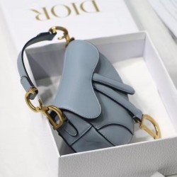 Dior Micro Saddle Bag In Grey Goatskin