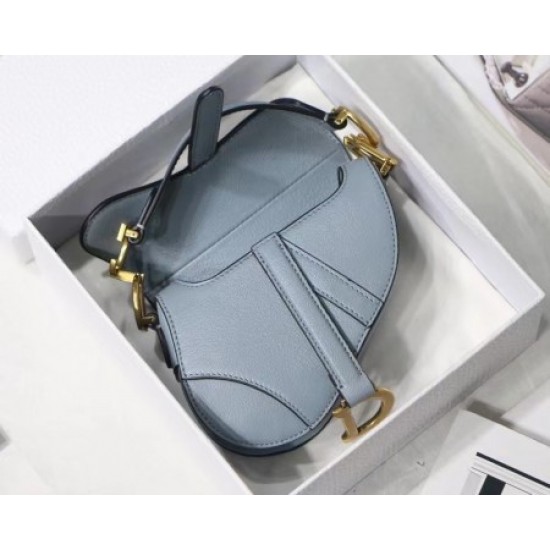 Dior Micro Saddle Bag In Grey Goatskin