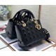 Dior Medium Lady Dior Bag In Black Patent Cannage Calfskin