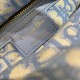 Dior Medium Lady Dior Bag In Wicker and Light Blue Oblique Jacquard