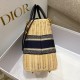 Dior Medium Lady Dior Bag In Wicker and Blue Oblique Jacquard