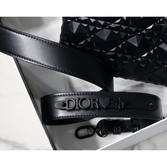 Dior Small Lady Dior My ABCDior Bag In Black Diamon Calfskin