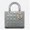 Dior Medium Lady Dior Bag In Grey Patent Cannage Calfskin