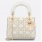 Dior Mini Lady Dior Bag In White Lambskin with Star Embroidery