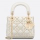 Dior Mini Lady Dior Bag In White Lambskin with Star Embroidery