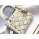 Dior Mini Lady Dior Bag In White Lambskin with Star Embroidery