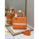 Dior Medium Lady D-Lite Bag In Fluorescent Orange Toile de Jouy Reverse Embroidery