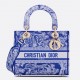 Dior Medium Lady D-Lite Bag In Fluorescent Blue Toile de Jouy Reverse Embroidery