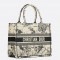 Dior Medium Book Tote Bag In White Toile de Jouy Zodiac Embroidery