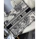 Dior Medium Book Tote Bag In White Toile de Jouy Zodiac Embroidery