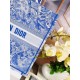 Dior Large Book Tote Bag In Blue Transparent Toile de Jouy Canvas