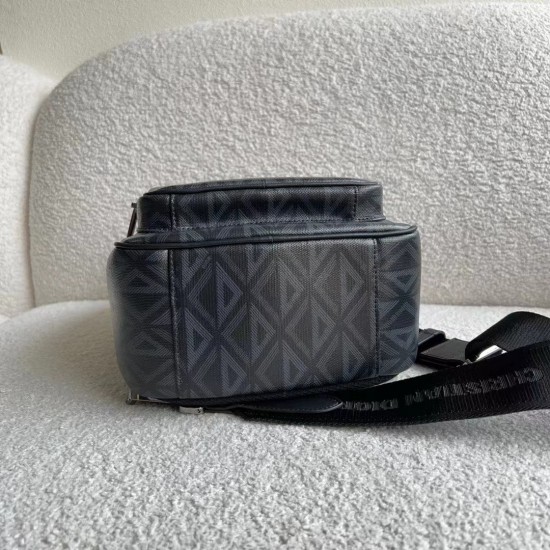 Dior Mini Rider Sling Bag In Black CD Diamond Canvas