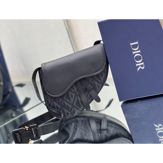 Dior Men's Mini Saddle Bag In Black CD Diamond Canvas