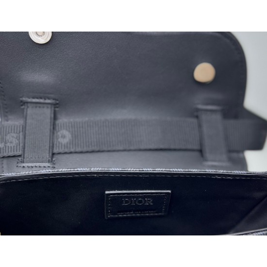 Dior Men's Mini Saddle Bag In Black CD Diamond Canvas