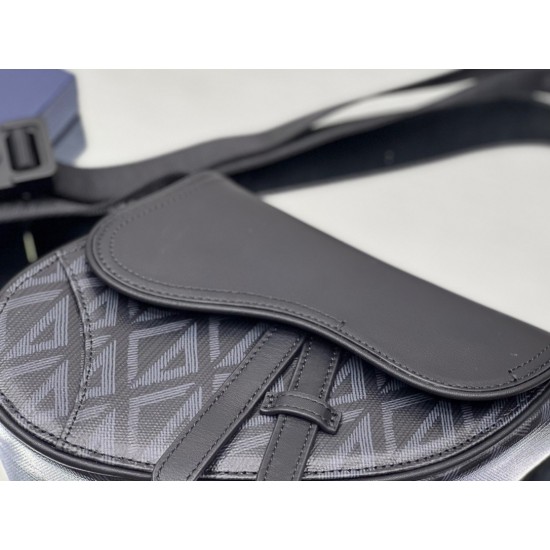 Dior Men's Mini Saddle Bag In Black CD Diamond Canvas