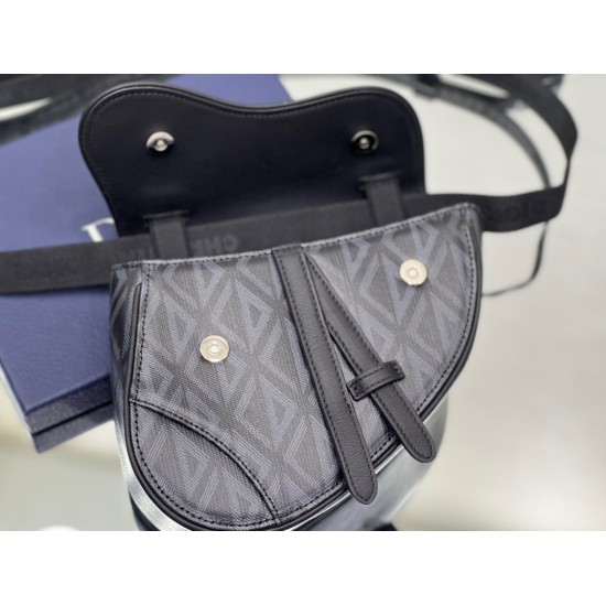 Dior Men's Mini Saddle Bag In Black CD Diamond Canvas