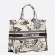 Dior Large Book Tote Bag In White Toile de Jouy Zodiac Embroidery