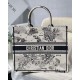 Dior Large Book Tote Bag In White Toile de Jouy Zodiac Embroidery