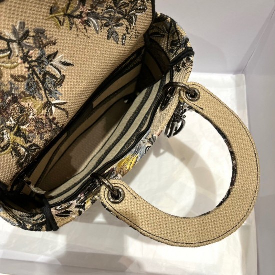 Dior Medium Lady D-Lite Bag In Beige Jardin d'Hiver Embroidery