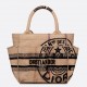 Dior Small Catherine Tote Bag In Beige Jute Canvas with Union Motif