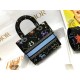 Dior Medium Lady D-Lite Bag In Black Pixel Zodiac Embroidery