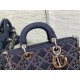 Dior Lady D-Joy Bag In Eyelet Blue Cannage Denim