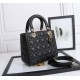 Dior Medium Lady Dior Bag with Enamel Charm In Black Lambskin