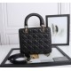 Dior Medium Lady Dior Bag with Enamel Charm In Black Lambskin