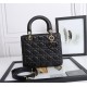 Dior Medium Lady Dior Bag with Enamel Charm In Black Lambskin