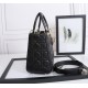 Dior Medium Lady Dior Bag with Enamel Charm In Black Lambskin