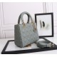 Dior Medium Lady Dior Bag with Enamel Charm In Grey Lambskin